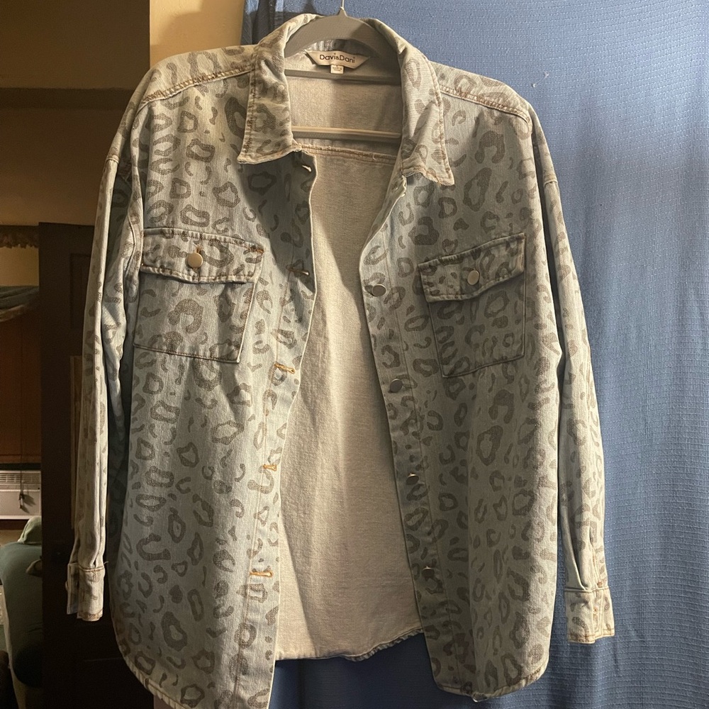Leopard print jean jacket